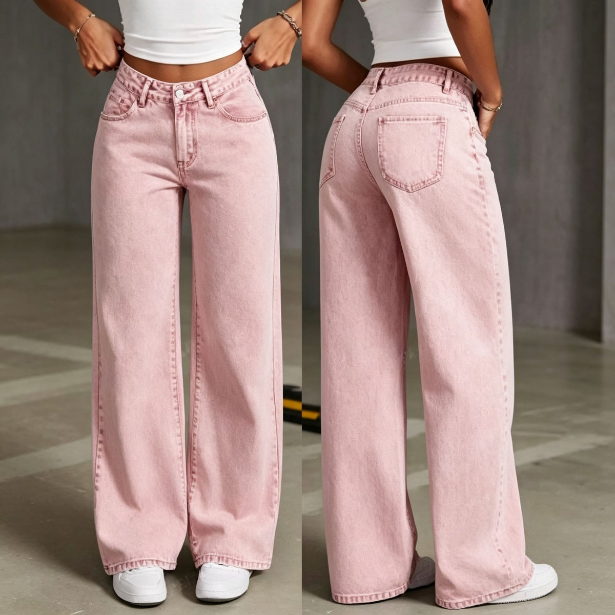 Pink Size XL (Recommended 62.5-70.0kg / 137.8-154.3lbs) | Plus Size Straight Leg Jeans | Halloween Sweet Curvy Gift | High Waist Loose Comfortable Denim