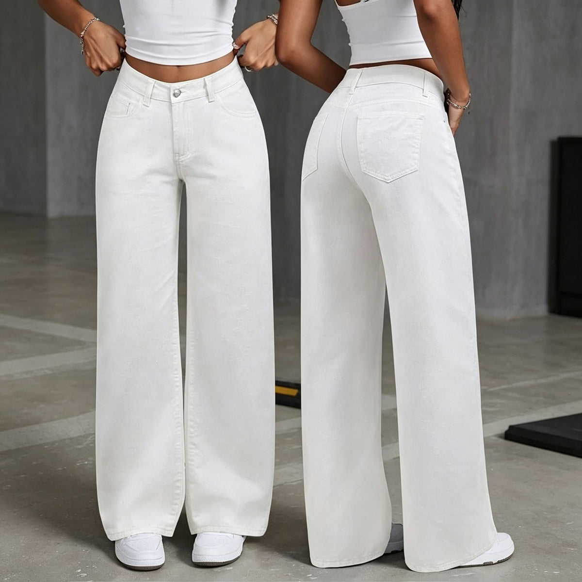White Size 3XL (Recommended 80.0-87.5kg / 176.4-192.9lbs) | Plus Size Loose Straight Jeans | Halloween Clean Inclusive Gift | High Waist Non-Bulky Denim
