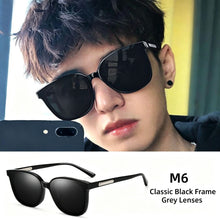 M6 Black Frame Gray Lens | UV400 Anti-UV Sunglasses | Halloween Professional Chic Gift | Half-Rim Business Commute Sun Glasses