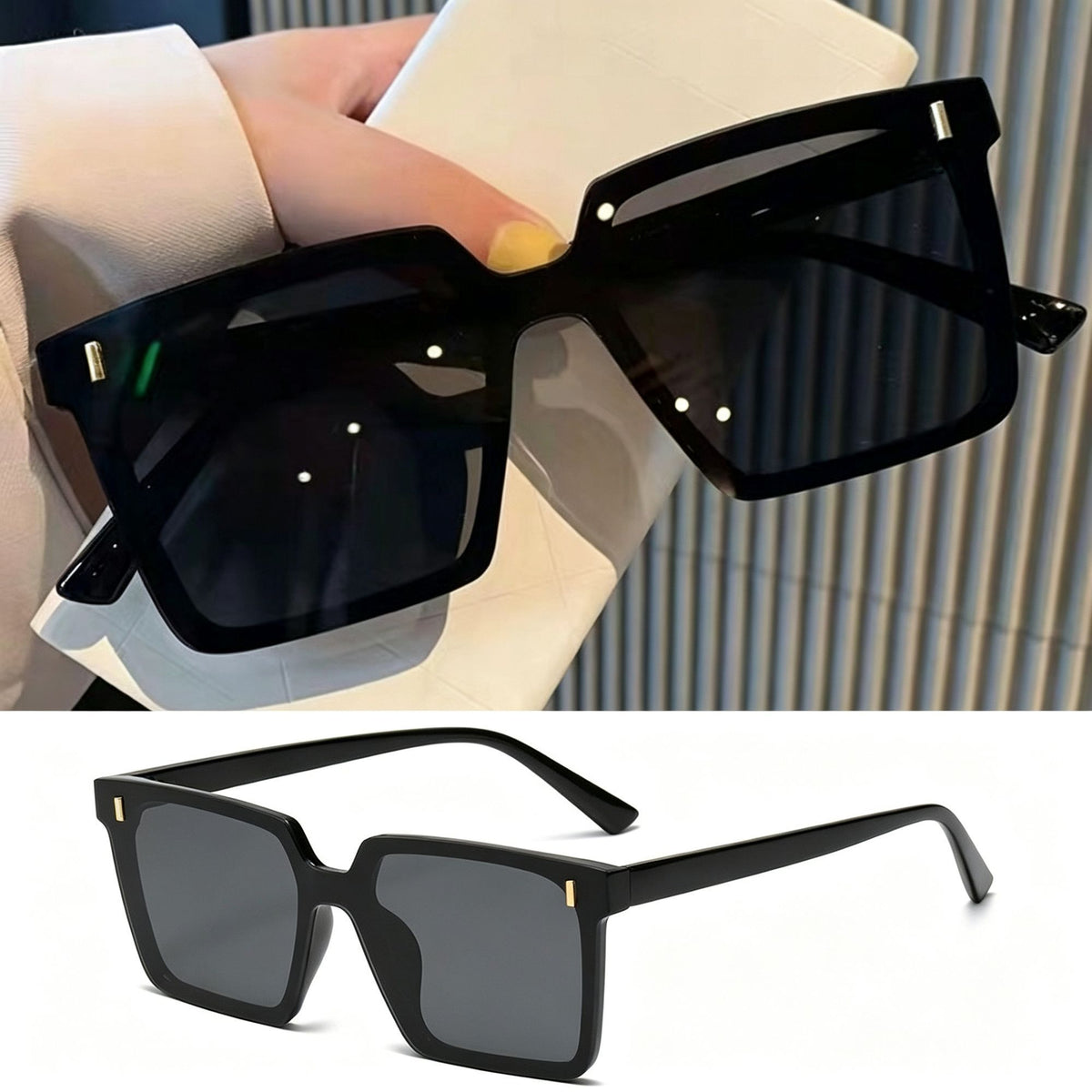 DA2 Black Frame Gray Lens | UV400 Designer Sunglasses | Halloween High-Fashion Gift | Designer Style Trendy Statement Sun Glasses