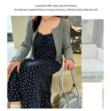 Dark Gray Size XL (Recommended 65-75kg / 143.3-165.3lbs) | Plus Size Casual Dress Set | Halloween Daily Chic Gift | Hip-Covering Long Sleeve Cardigan Floral Slip Dress