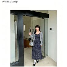 Dark Gray Size XL (Recommended 65-75kg / 143.3-165.3lbs) | Plus Size Casual Dress Set | Halloween Daily Chic Gift | Hip-Covering Long Sleeve Cardigan Floral Slip Dress