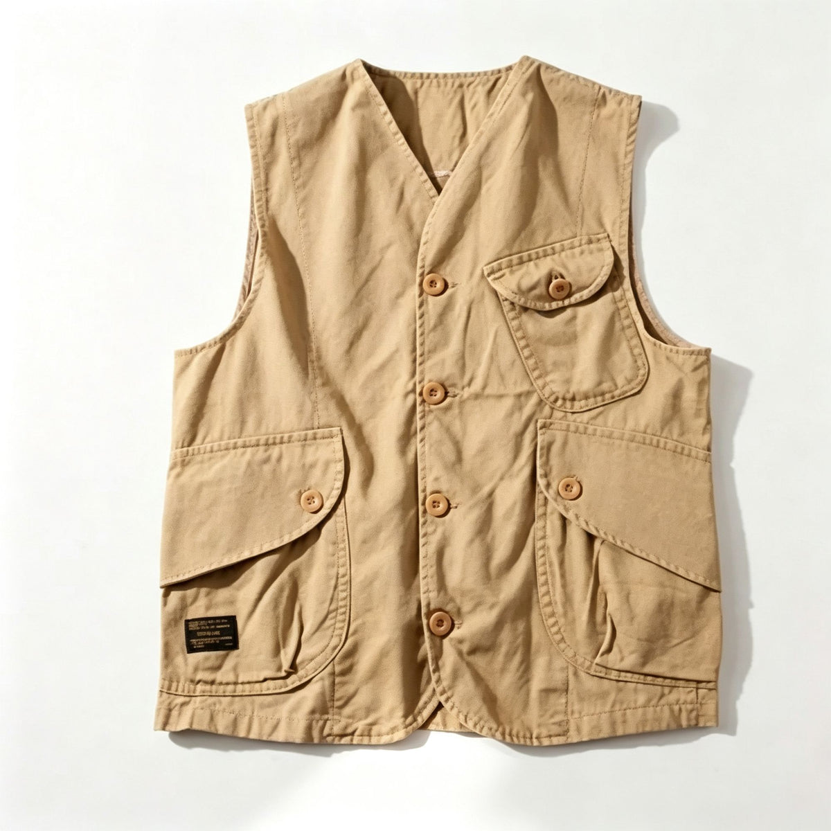 Khaki Size 2XL | Plus Size Retro Vest | Halloween Curvy Casual Gift | Unisex Oversized Loose Multi-Pocket Cargo Vest