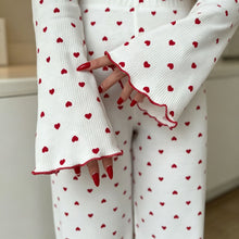 Pink Cherry Size XL | Plus Size Pink Cherry Loungewear | Halloween Roomy Sweet Gift | Roomy Flared Sleeve Long Pants Women's Homewear Set