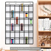Gray 36 Pockets | Labeled Hanging Storage Bag | Halloween Office Daily Organizer Gift | All-Match Multi-Pocket for Phone Cards Calculator