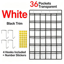 White 36 Pockets | Labeled Hanging Storage Bag | Halloween Clean & Tidy Gift | Bright Multi-Pocket for Classroom Office Card Phone Storage
