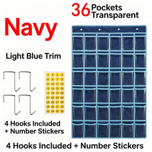 Navy 36 Pockets | Labeled Hanging Storage Bag | Halloween Durable Work Gift | Sturdy Multi-Pocket for Work Card Phone Calculator