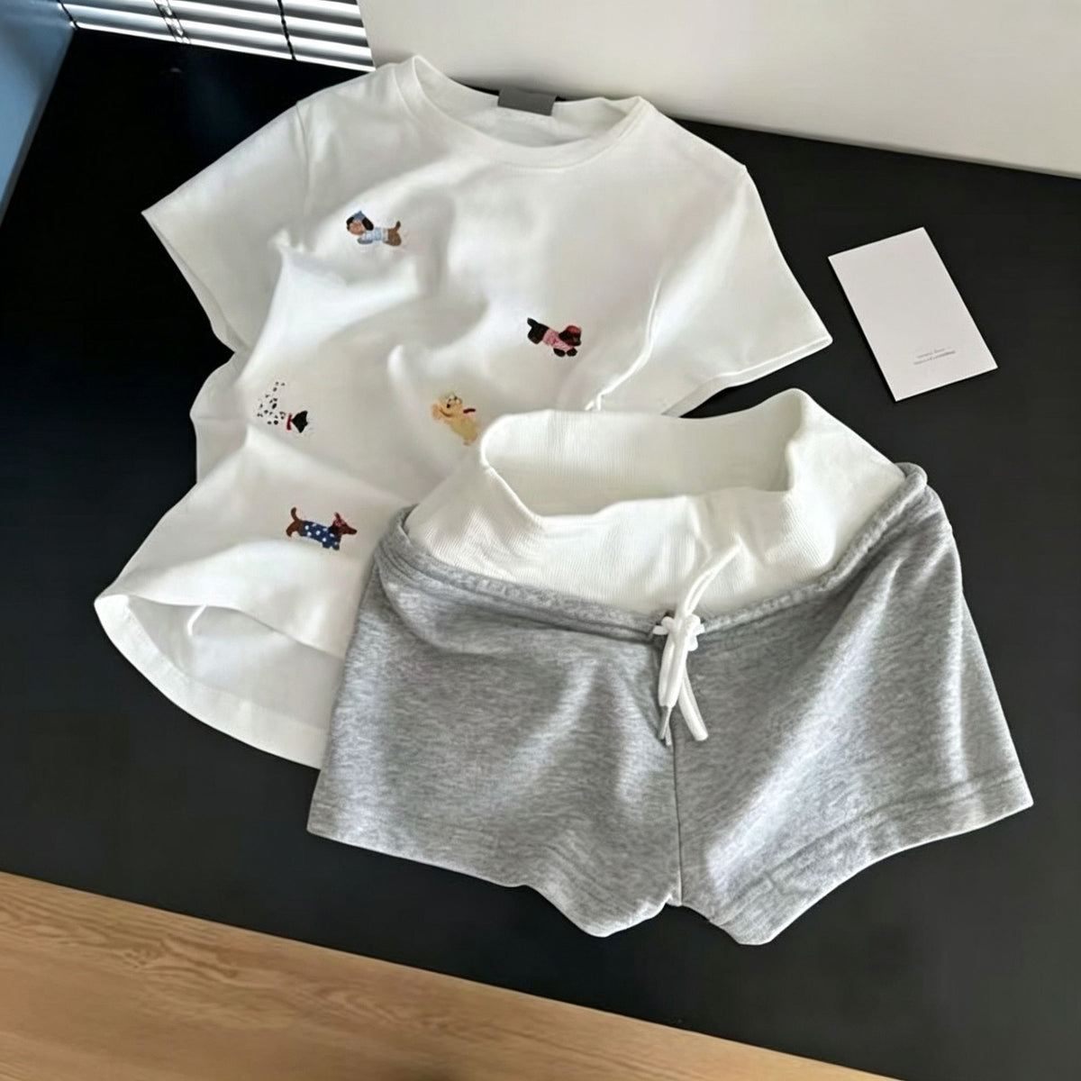 White Tee Gray Shorts Set Size XXL | Oversized Contrast Loungewear | Halloween Plus Size Basic Gift | Extra Roomy Simple Pajamas Wearable Out