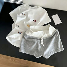 White Tee Gray Shorts Set Size XXL | Oversized Contrast Loungewear | Halloween Plus Size Basic Gift | Extra Roomy Simple Pajamas Wearable Out