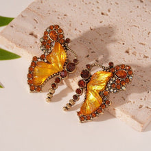 Gold Silver Needle Earrings with Yellow Stone | Halloween Sunny Vintage Gift | Yellow Rhinestone Flower Heart Earrings Bright Retro