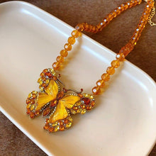 Gold Necklace with Yellow Stone | Halloween Sunny Chic Gift | Yellow Rhinestone Flower Heart Necklace Bright Retro Jewelry