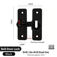 Black 90°/180° Universal Door Latch Bolt with Screws | Halloween Minimalist Heavy-Duty Gift | Matte Slide Door Lock Buckle Sturdy Anti-Theft Door Clasp
