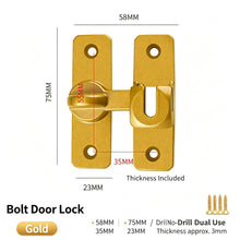 Gold 90°/180° Universal Door Latch Bolt with Screws | Halloween Premium Decor Gift | Golden Finish Door Lock Buckle Decorative Security Door Clasp