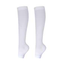 Open Toe White Compression Calf Socks Size S/M (35-38) | Halloween Breathable Running Gift | Slim Fit Compression Socks for Jogging & Daily Standing