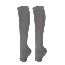 Open Toe Gray Compression Calf Socks Size S/M (35-38) | Halloween Casual Sport Gift | Light Gray Compression Socks for Jogging & Everyday Standing