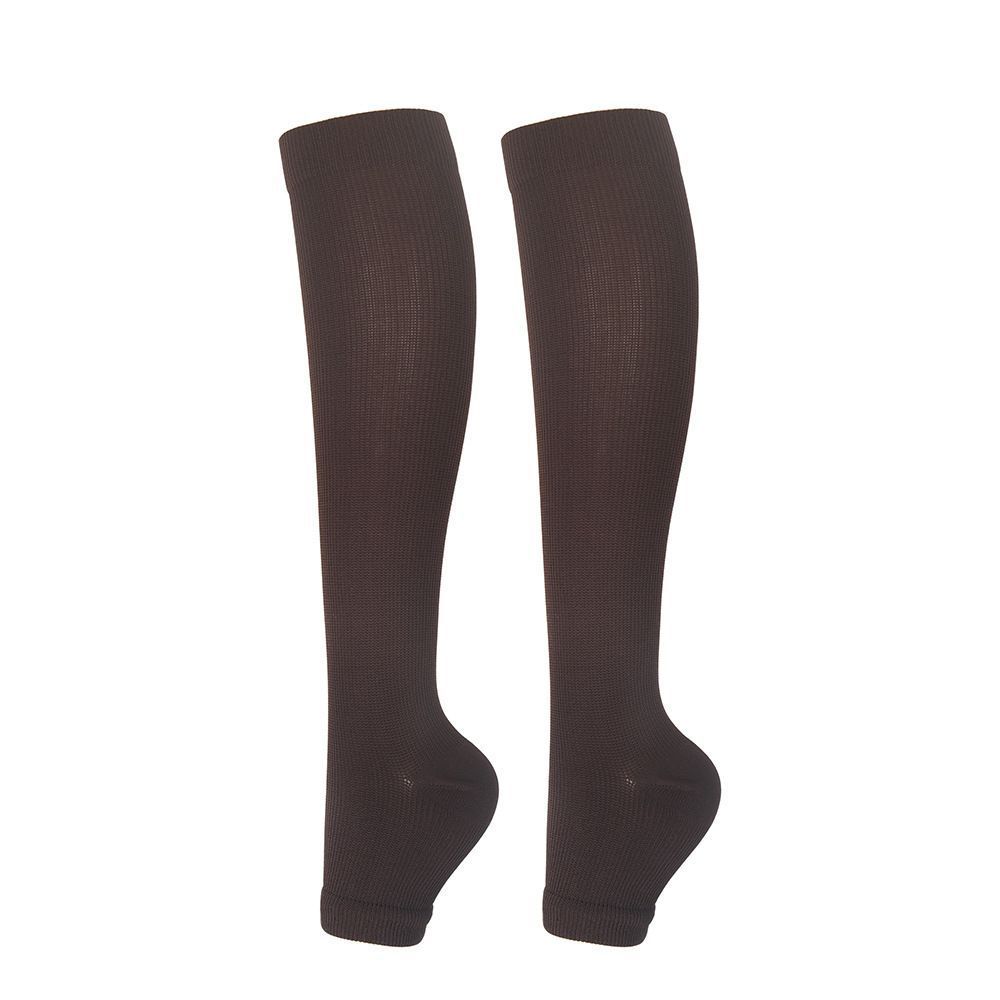 Open Toe Coffee Brown Compression Calf Socks Size S/M (35-38) | Halloween Cozy Fit Gift | Slim Fit Coffee Brown Compression Socks for Jogging & Daily Wear