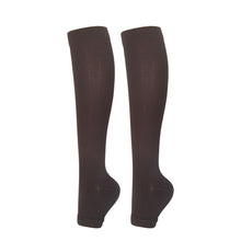 Open Toe Coffee Brown Compression Calf Socks Size S/M (35-38) | Halloween Cozy Fit Gift | Slim Fit Coffee Brown Compression Socks for Jogging & Daily Wear