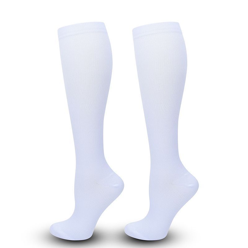 Flat Panel White Compression Calf Socks Size S/M (35-38) | Halloween Simple Slim Gift | Flat White Calf Support Socks for Jogging & Everyday Use