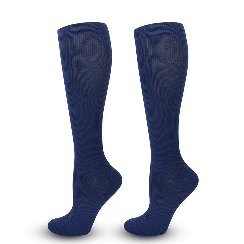 Flat Panel Navy Blue Compression Calf Socks Size L/XL (39-42) | Halloween Workwear Classic Gift | Flat Navy Compression Socks for Office Long Standing