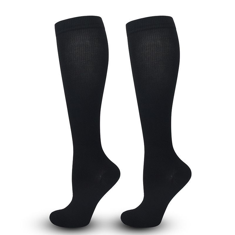 Flat Panel Black Compression Calf Socks Size S/M (35-38) | Halloween All-Match Slim Gift | Flat Black Calf Support Socks for Running & Daily Wear
