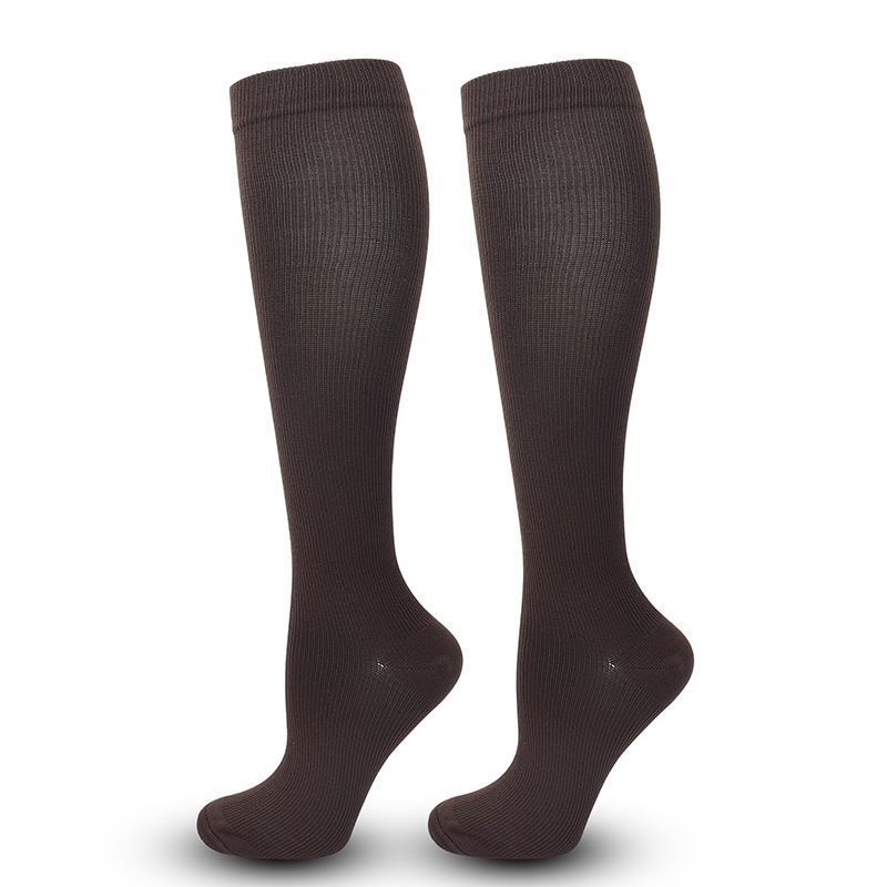 Flat Panel Coffee Brown Compression Calf Socks Size S/M (35-38) | Halloween Earthy Fit Gift | Slim Flat Coffee Brown Calf Support Socks for Walking & Work