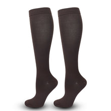 Flat Panel Coffee Brown Compression Calf Socks Size S/M (35-38) | Halloween Earthy Fit Gift | Slim Flat Coffee Brown Calf Support Socks for Walking & Work
