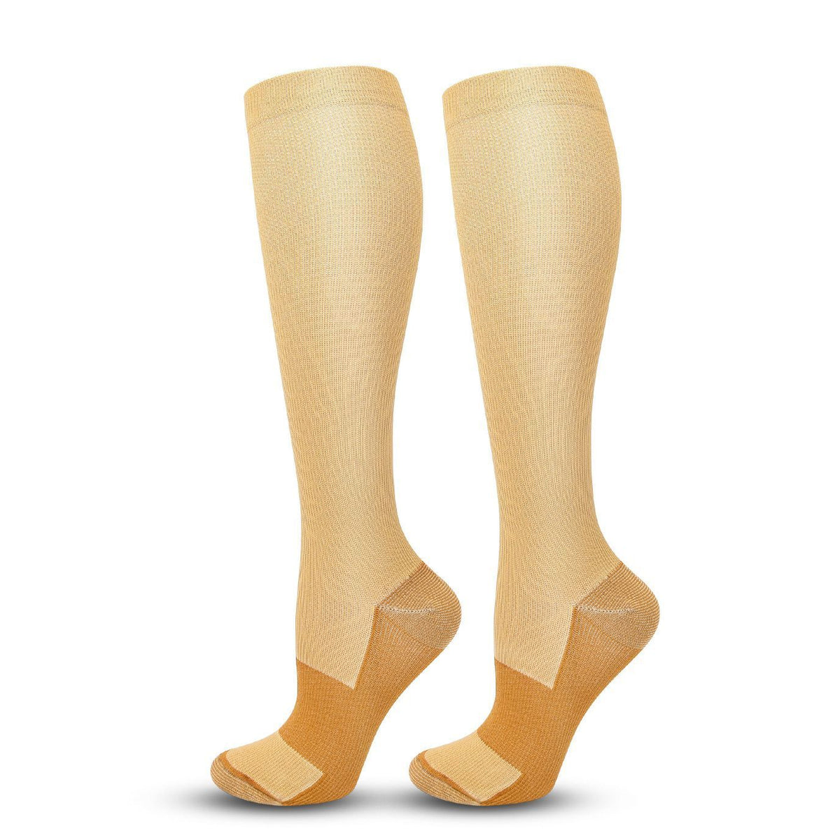 Two-Tone Nude Compression Calf Socks Size S/M (35-38) | Halloween Natural Chic Gift | Slim Two-Tone Nude Calf Support Socks for Travel Commute