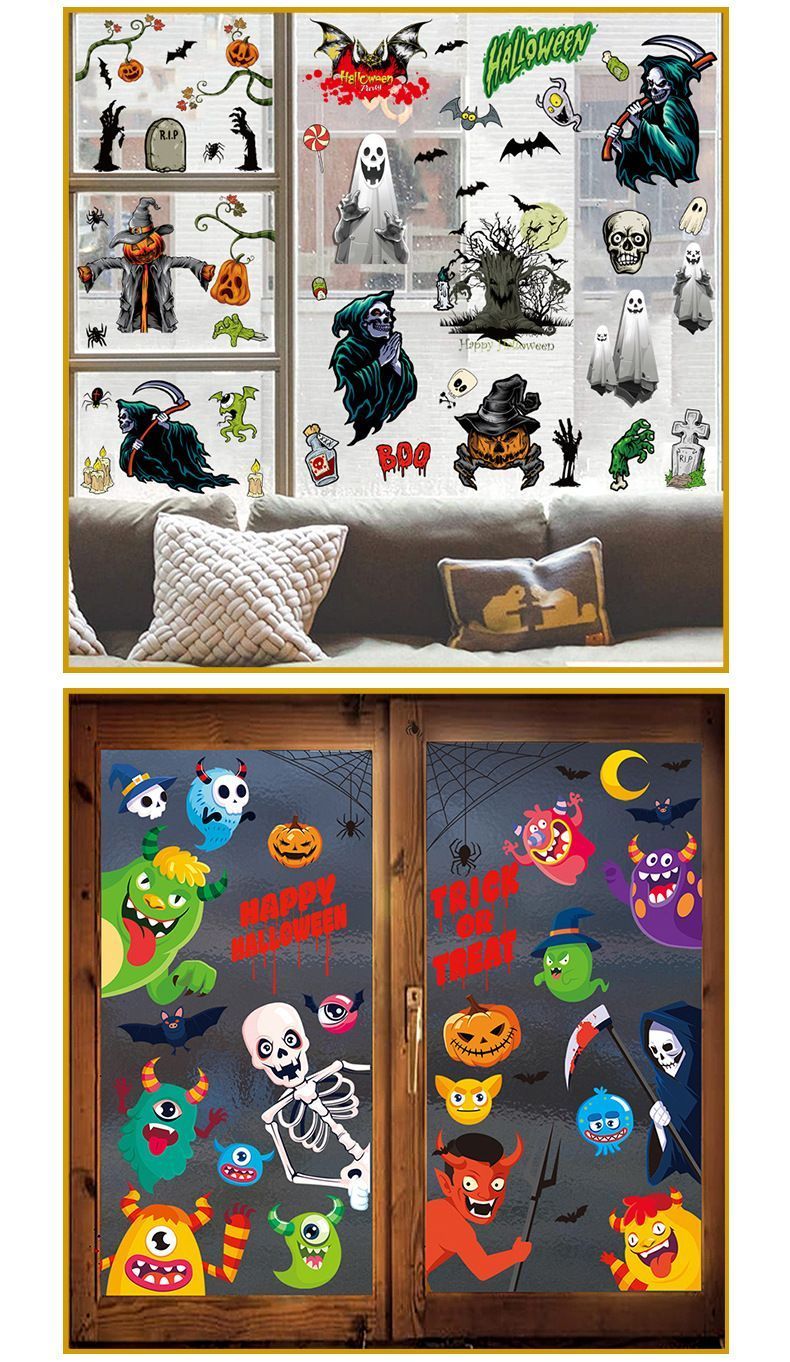 2Sets W20 Halloween Static Window Stickers (9 Sheets Per Set)