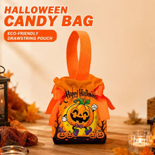 8Pcs Orange Background Pumpkin Halloween Drawstring Bags