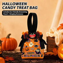 8Pcs Orange Background Ghost Spider Halloween Drawstring Bags With Bat Doll