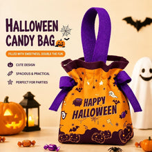 8Pcs Orange Background Ghost Spider Halloween Drawstring Bags With Bat Doll