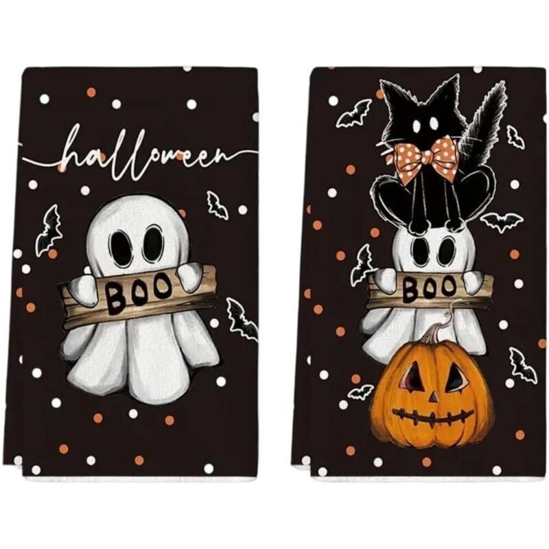 2 Pcs Torchons of Kitchen Halloween Home, Salle A Food the Living Room Decoration of Table