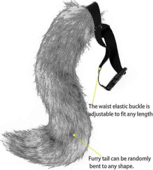 Artificial Fur Fox Tail Cat Werewolf Cosplay Costume Set Plush Mask Fluffy Paws Gloves Halloween Christmas Grass yellow One Size