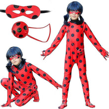 Bimirth Kids Girls Ladybug Cosplay Set Halloween Party Jumpsuit Costume with Blindfold, Wig, Bag 140 (130-140cm)_tfrf 140 (130-140cm)