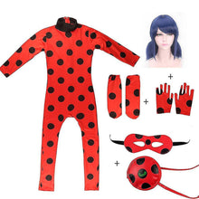 Bimirth Kids Girls Ladybug Cosplay Set Halloween Party Jumpsuit Costume with Blindfold, Wig, Bag 140 (130-140cm)_tfrf 140 (130-140cm)