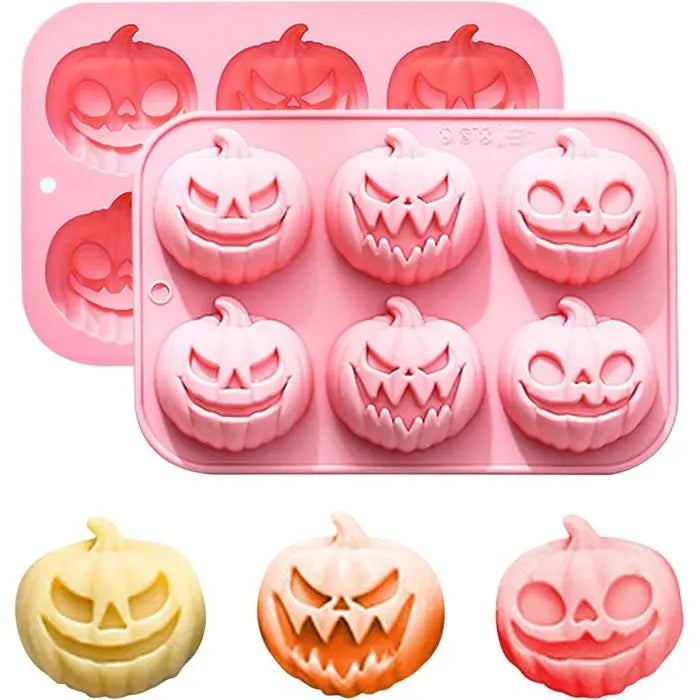6 Cavity Halloween Pumpkin Silicone Mold 6X