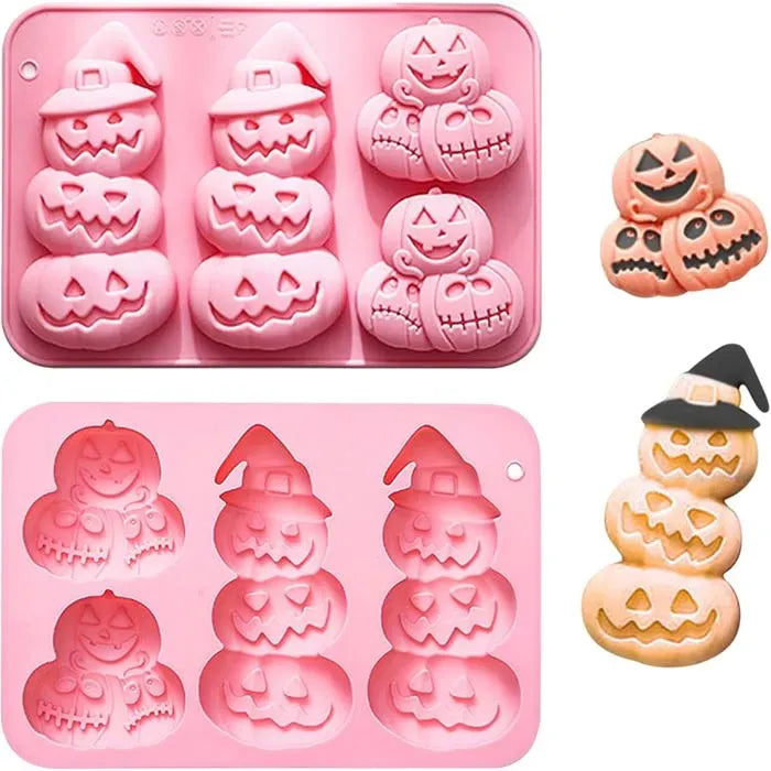 4 Cavity Halloween Pumpkin Silicone Mold, 21.6 x 14.5 cm