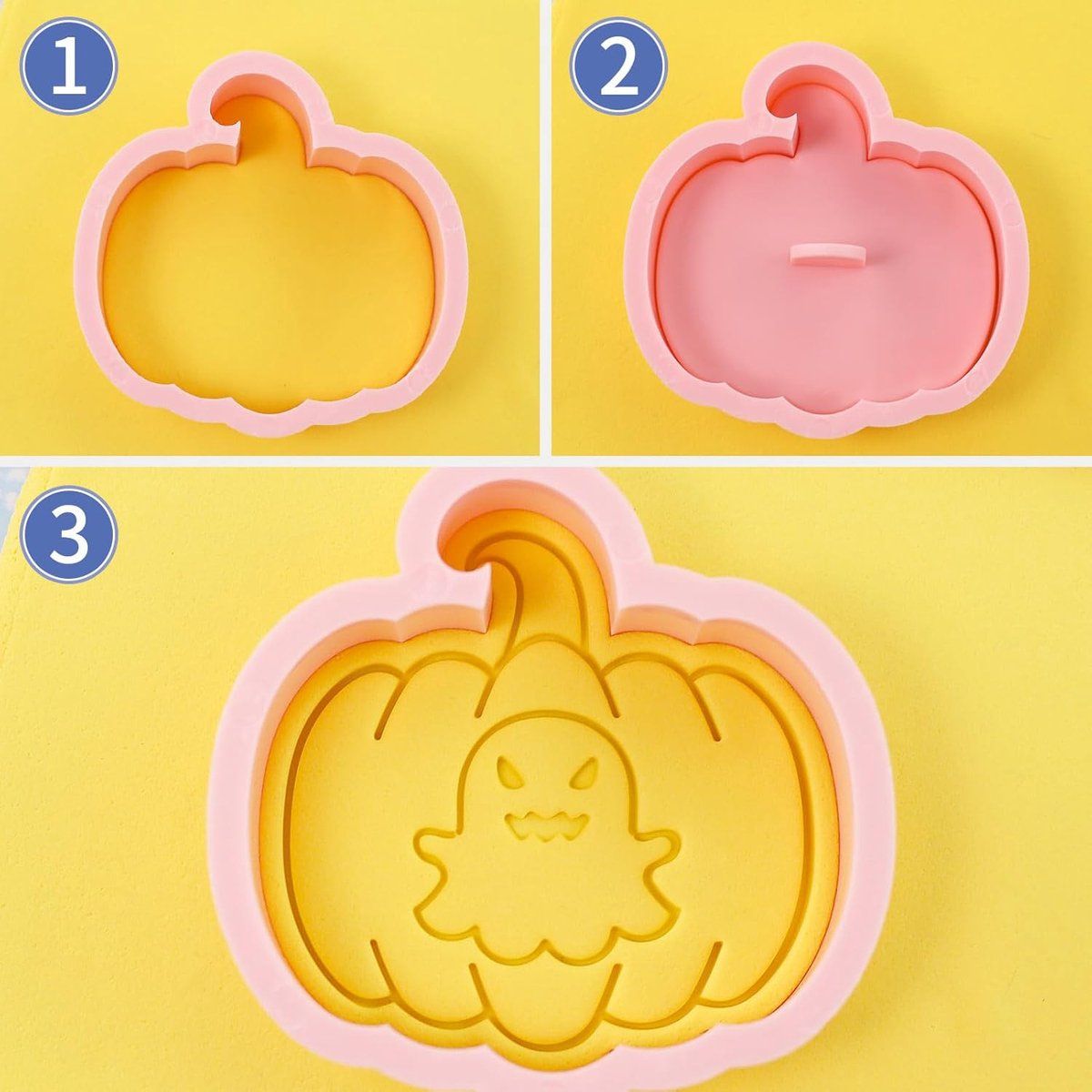 10 Pack Halloween Cookie Cutters with 3D Ghost Stamps Style I