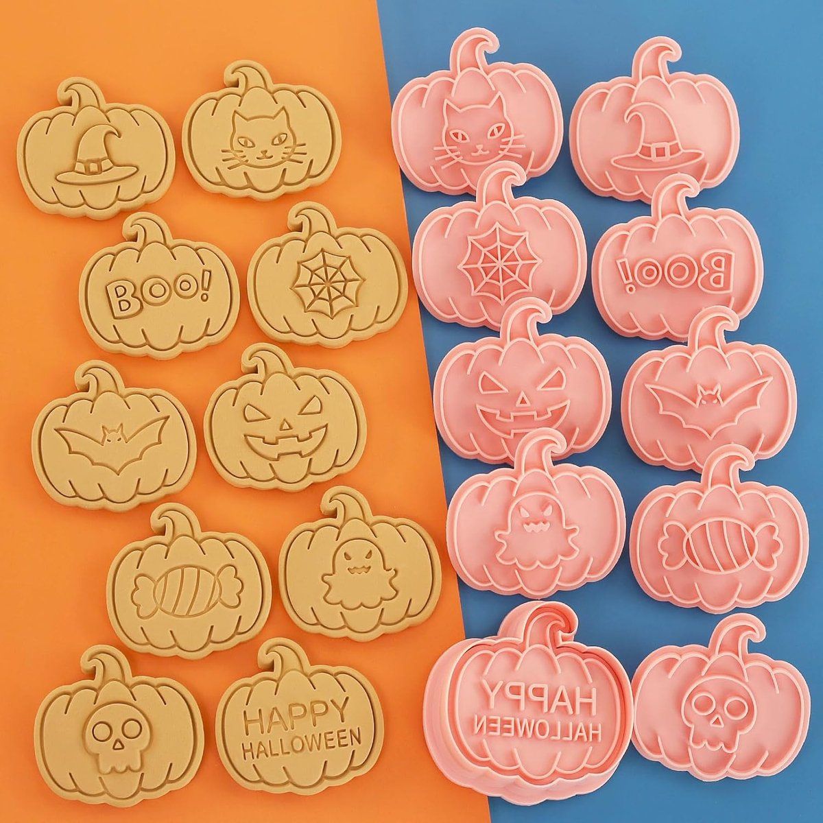 10 Pack Halloween Cookie Cutters with 3D Ghost Stamps Style I