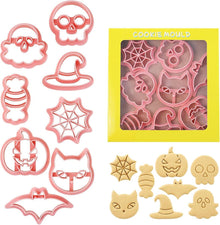 8 Pack Halloween Cookie Cutters with 3D Ghost Stamps Style F