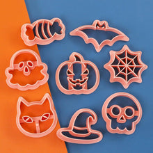 8 Pack Halloween Cookie Cutters with 3D Ghost Stamps Style F