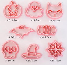 8 Pack Halloween Cookie Cutters with 3D Ghost Stamps Style F
