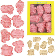 8 Pack Halloween Cookie Cutters with 3D Ghost Stamps Style D