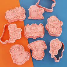 8 Pack Halloween Cookie Cutters with 3D Ghost Stamps Style D