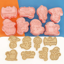 8 Pack Halloween Cookie Cutters with 3D Ghost Stamps Style D