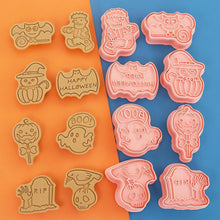 8 Pack Halloween Cookie Cutters with 3D Ghost Stamps Style D