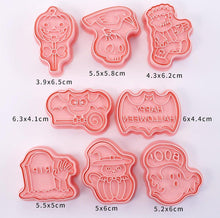 8 Pack Halloween Cookie Cutters with 3D Ghost Stamps Style D