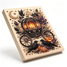 Halloween Carriage Rhinestone Pearl Painting Wall Art 20x20cm