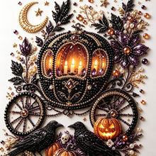 Halloween Carriage Rhinestone Pearl Painting Wall Art 20x20cm