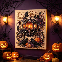 Halloween Carriage Rhinestone Pearl Painting Wall Art 20x20cm